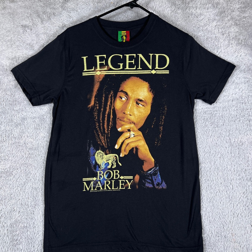 Bob Marley T-Shirt Mens Medium Black Legend Graphic Zion Rootswear Reggae Tee